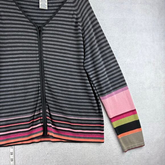 Vintage White Stag Full Zip Striped Sweater Women's XL V Neck Long Sleeve READ - Picture 4 of 15